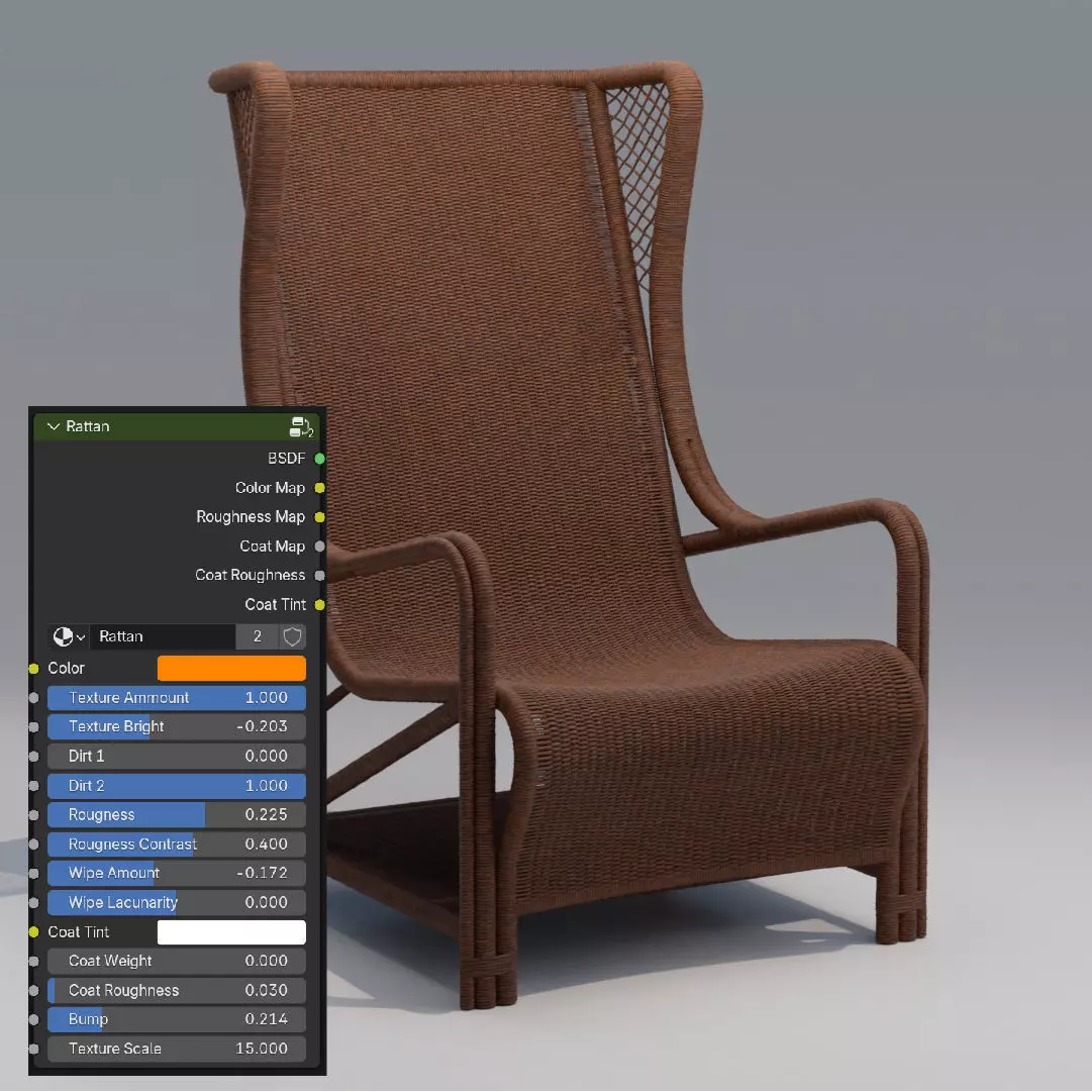 CB2 Remo Rattan Lounge Chair 3D model_3
