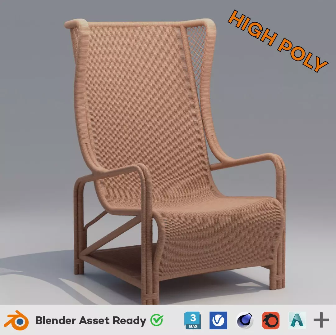CB2 Remo Rattan Lounge Chair 3D model_17