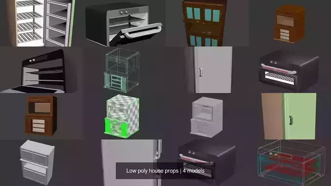 Low poly house props