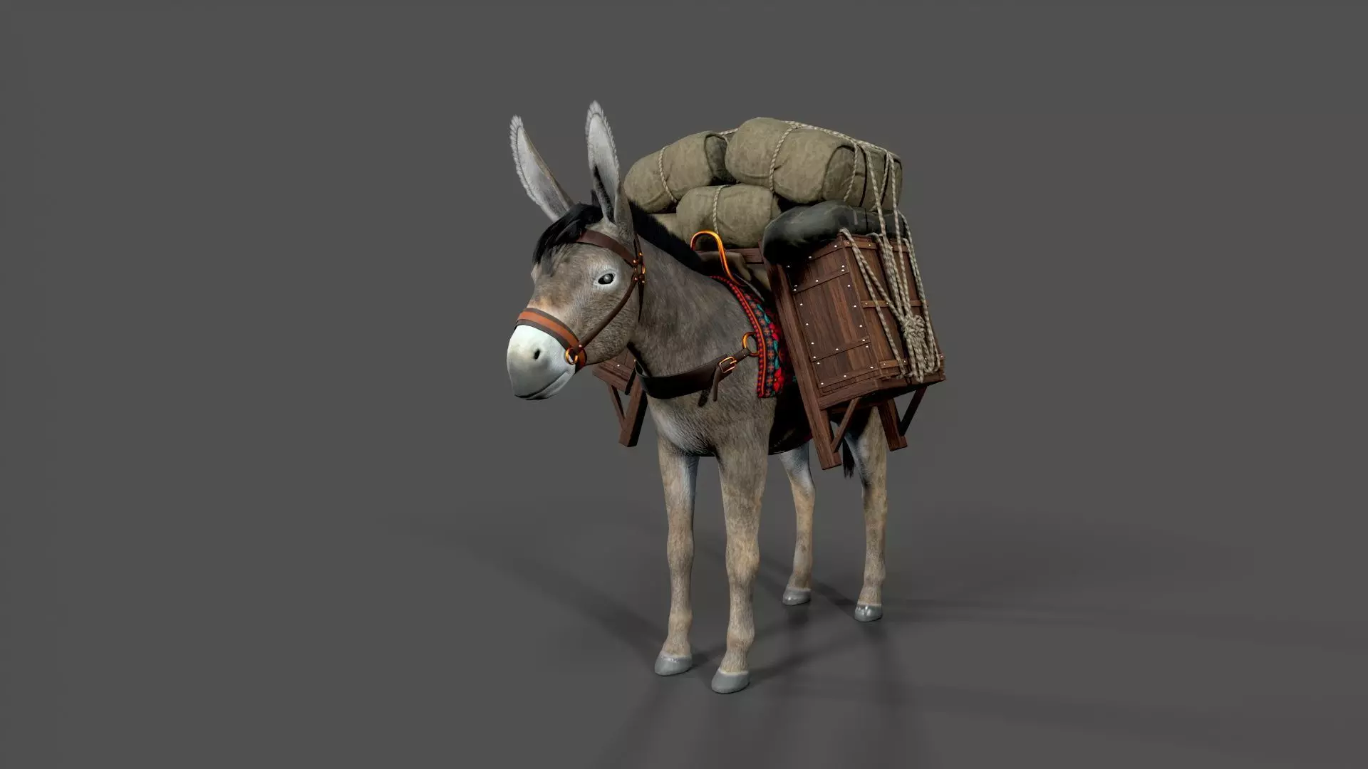 donkey Low-poly 3D model_3
