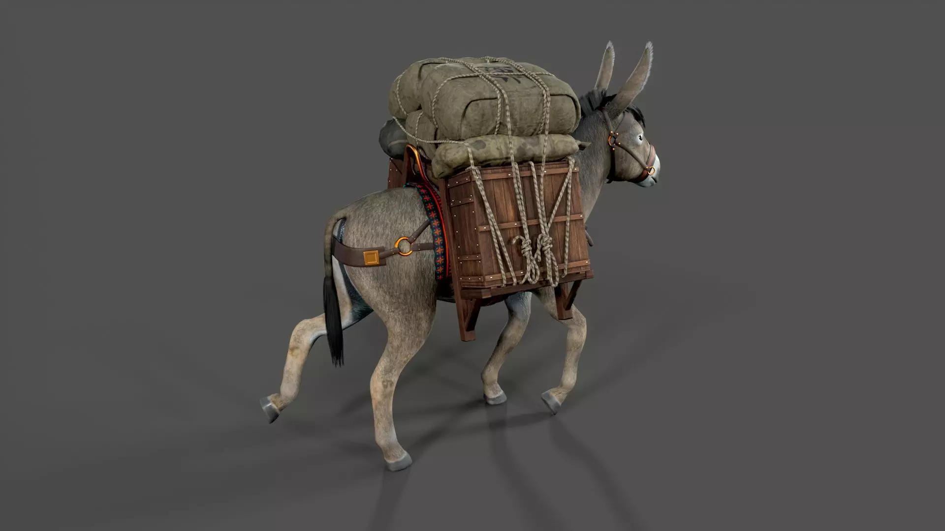 donkey Low-poly 3D model_5