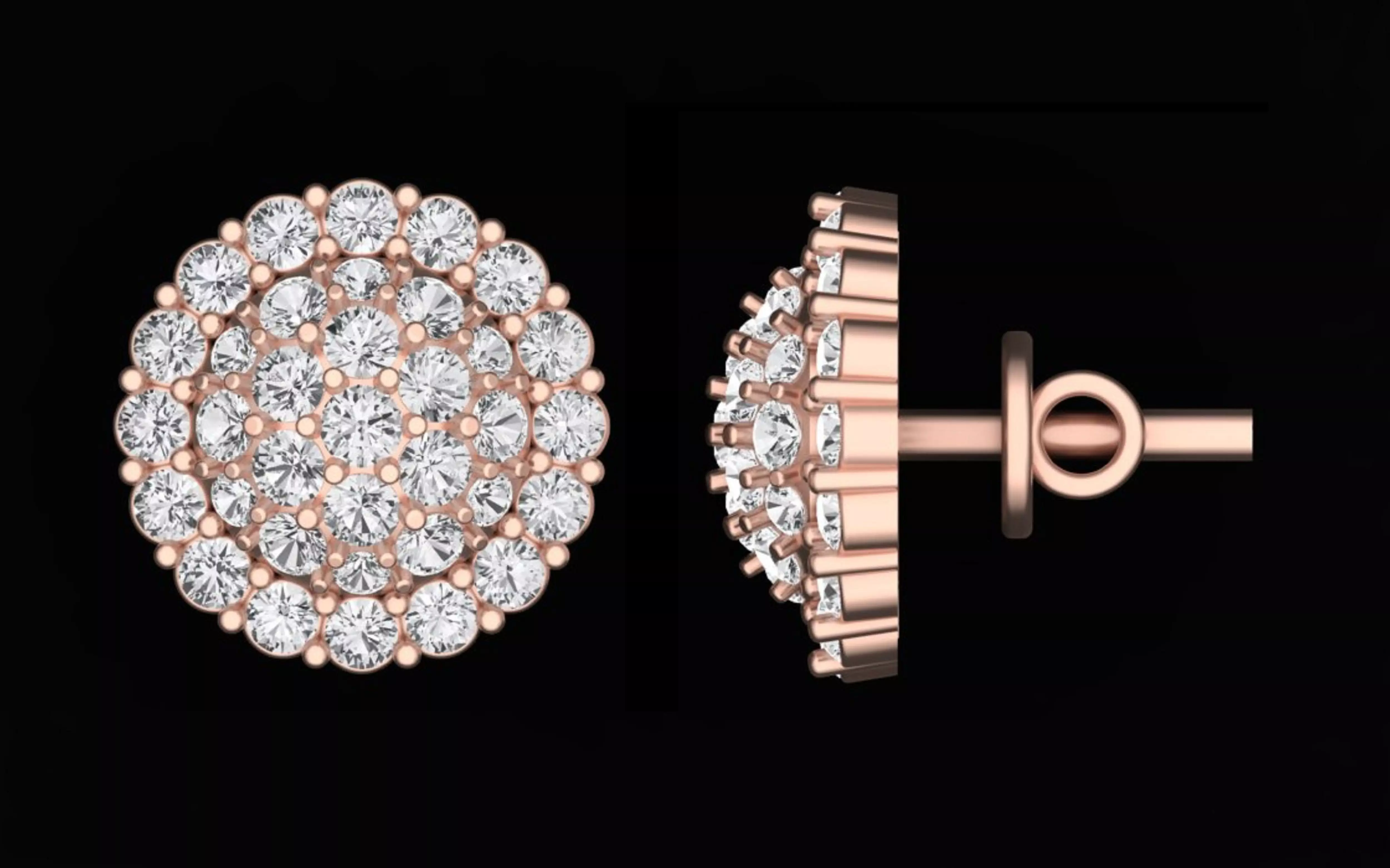 Diamond Earring 3D print model_2