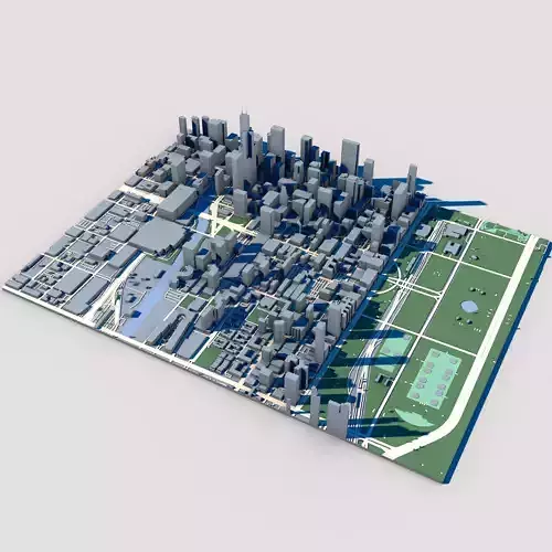 Part of Chicago 3D Model Downtown Chicago Skyline 02