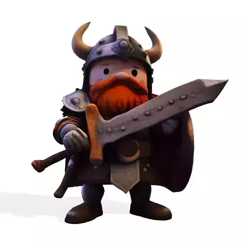 Mighty Chibi Warrior 3D Model with Greatsword 3D print model Mighty Chibi Warrior 3D Model with Greatsword 3D print model