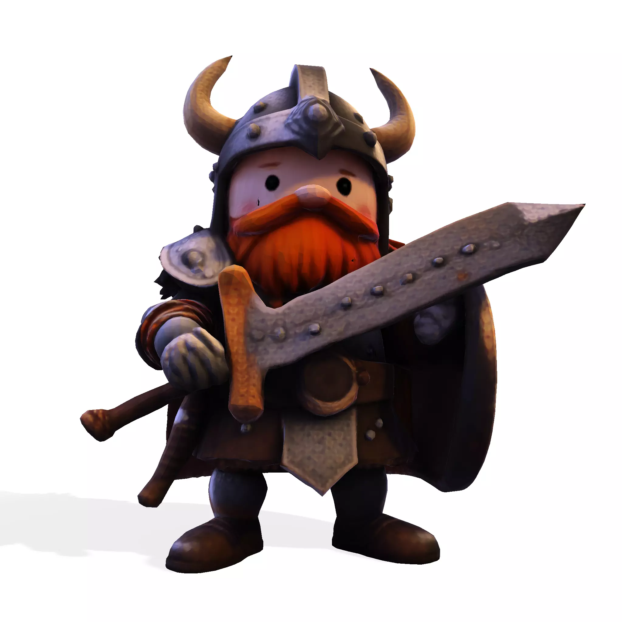 Mighty Chibi Warrior 3D Model with Greatsword 3D print model_0