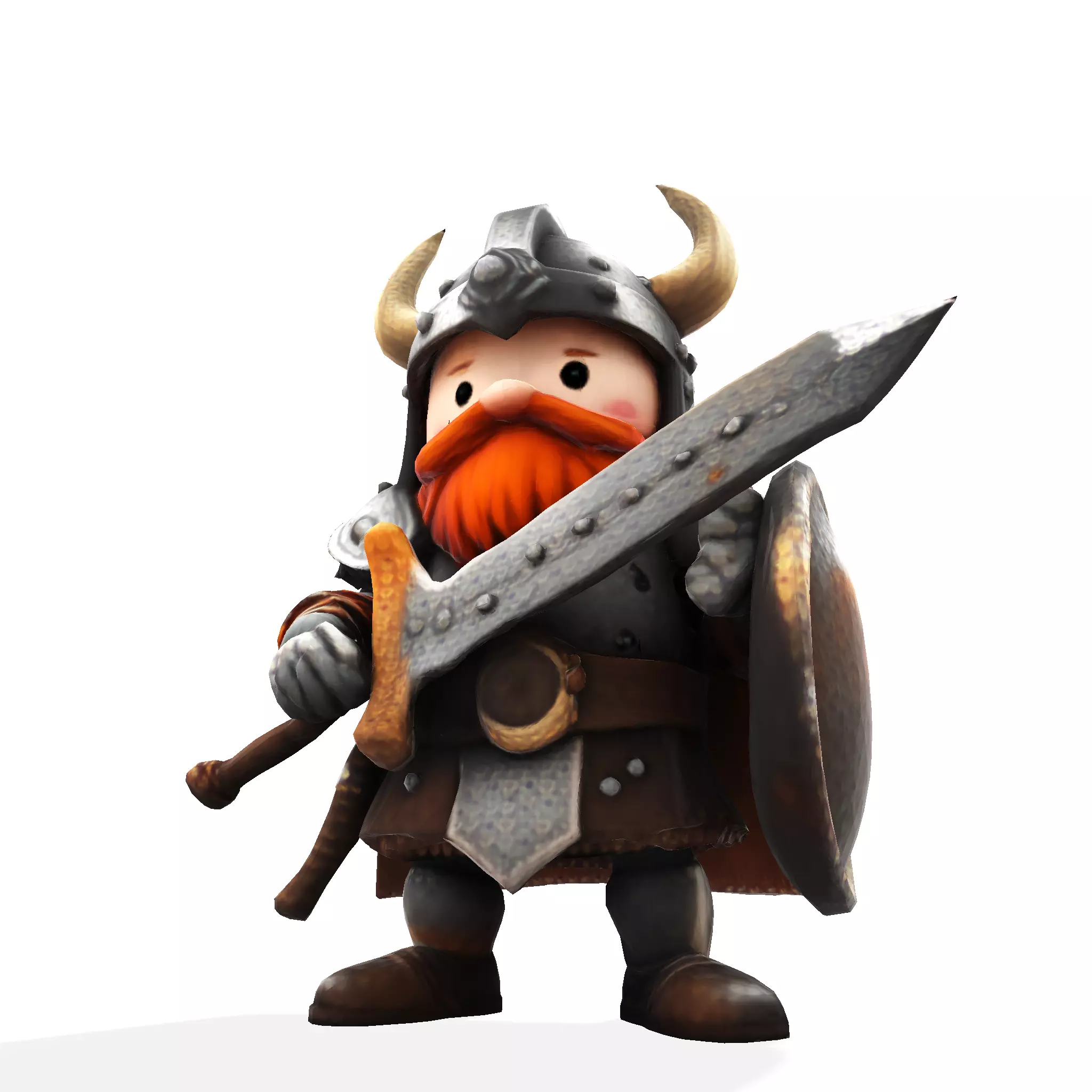 Mighty Chibi Warrior 3D Model with Greatsword 3D print model_12