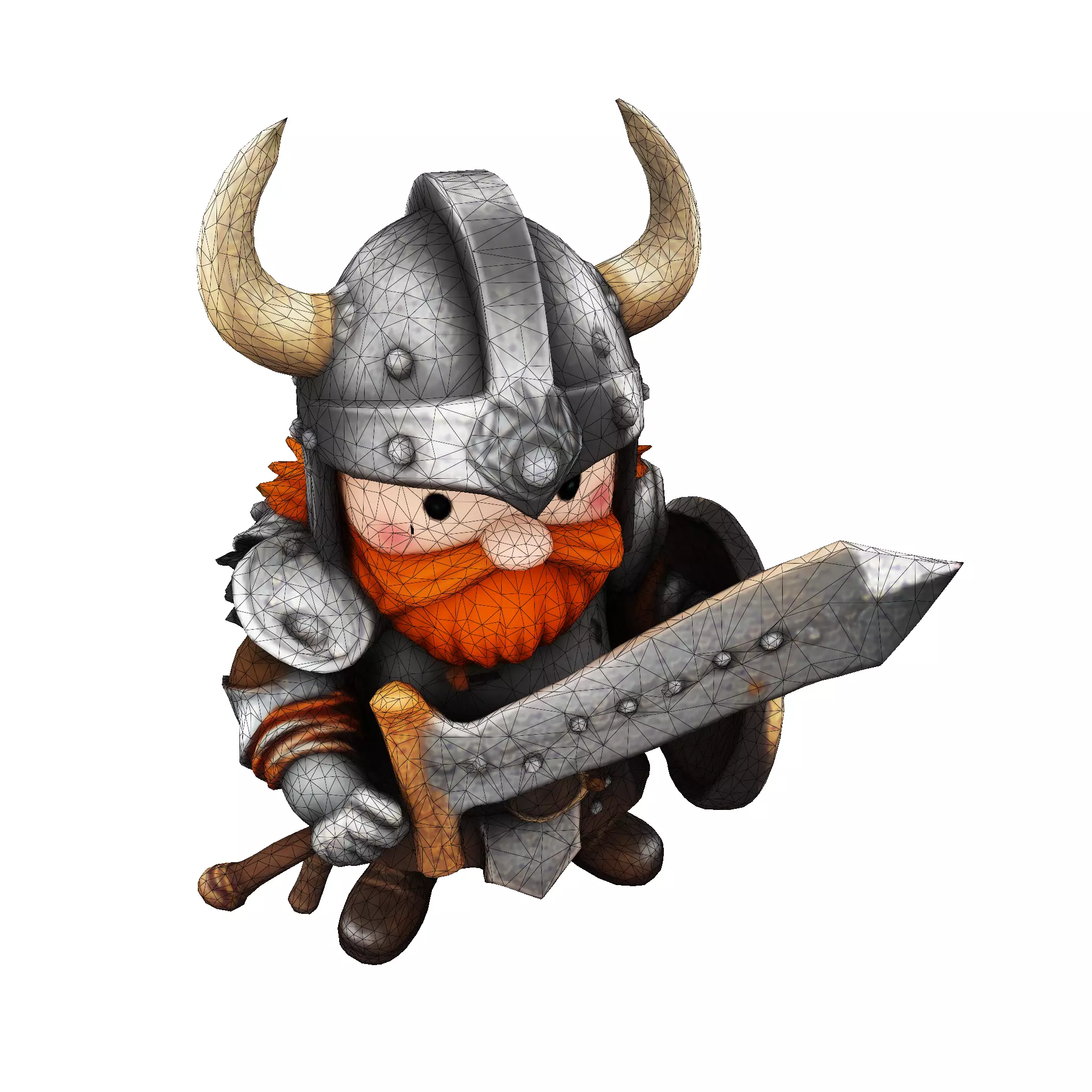 Mighty Chibi Warrior 3D Model with Greatsword 3D print model_21