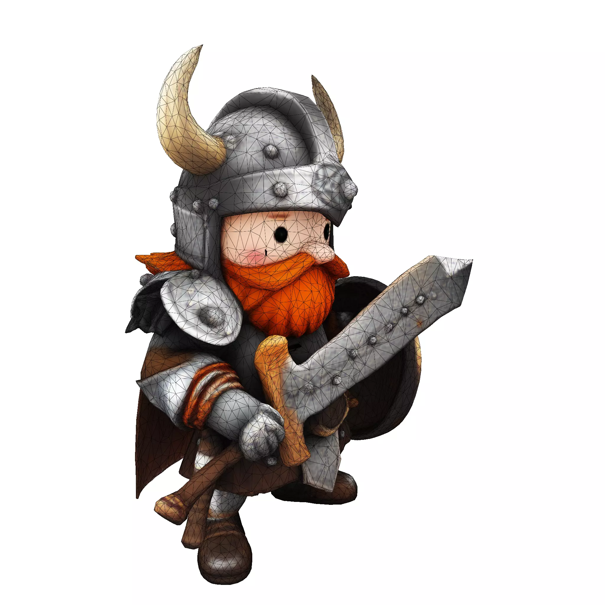Mighty Chibi Warrior 3D Model with Greatsword 3D print model_26