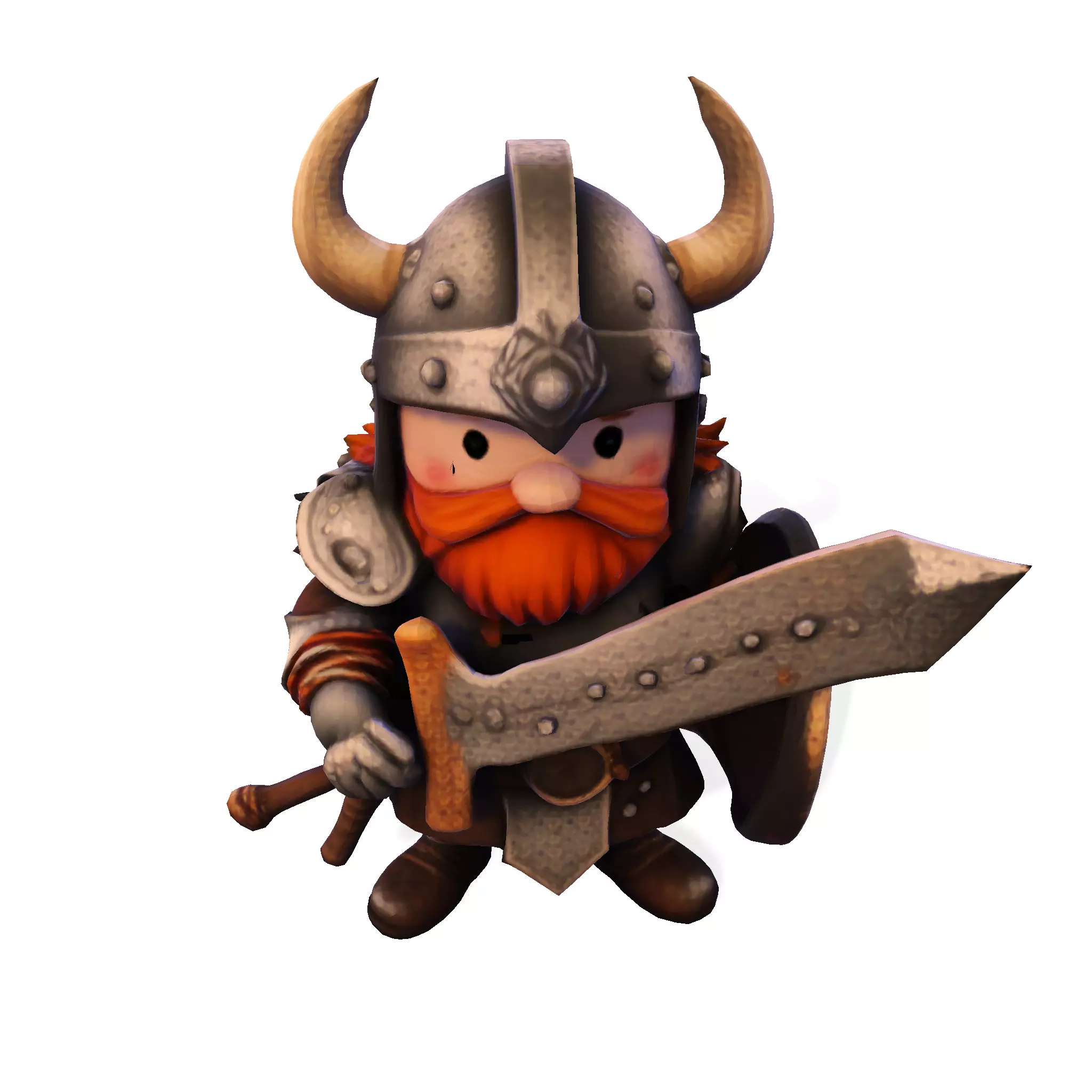 Mighty Chibi Warrior 3D Model with Greatsword 3D print model_9