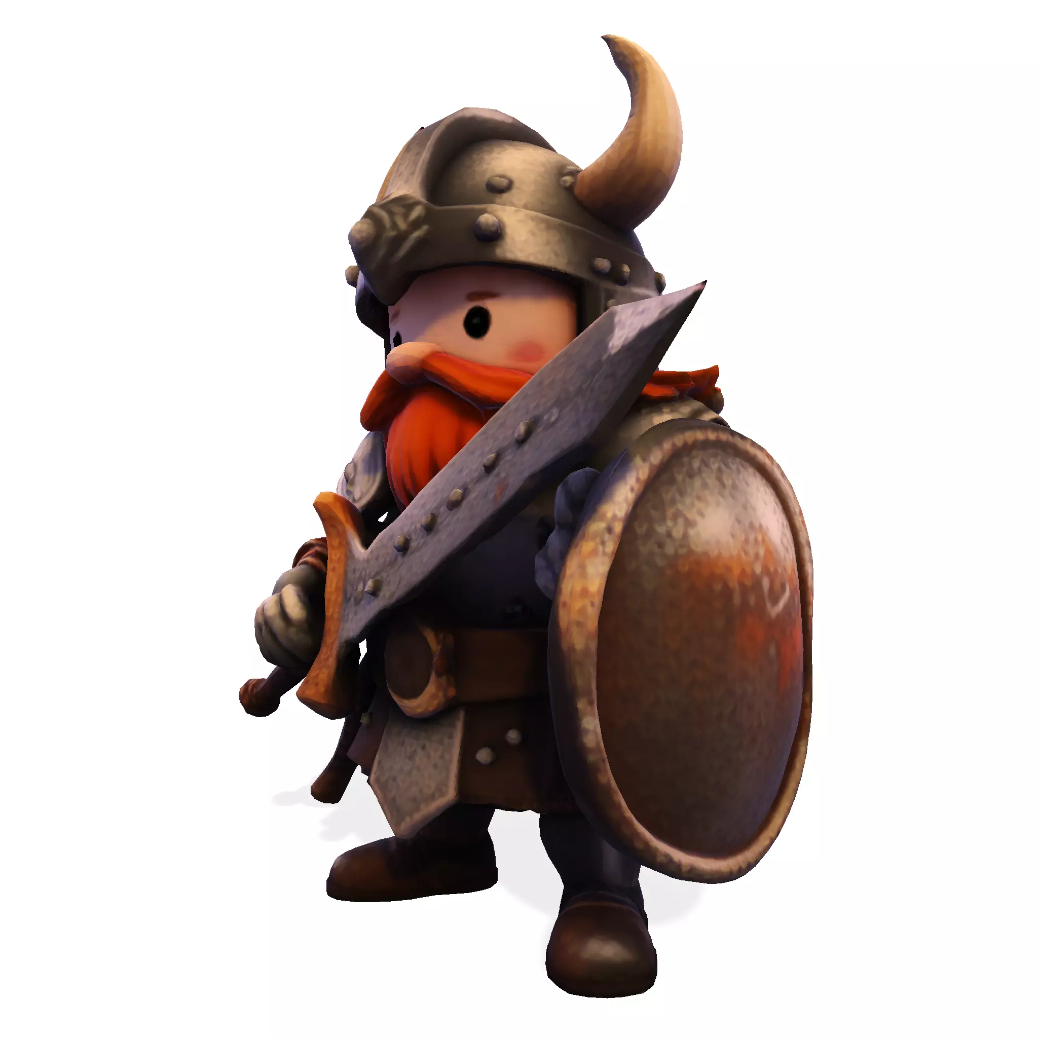 Mighty Chibi Warrior 3D Model with Greatsword 3D print model_1