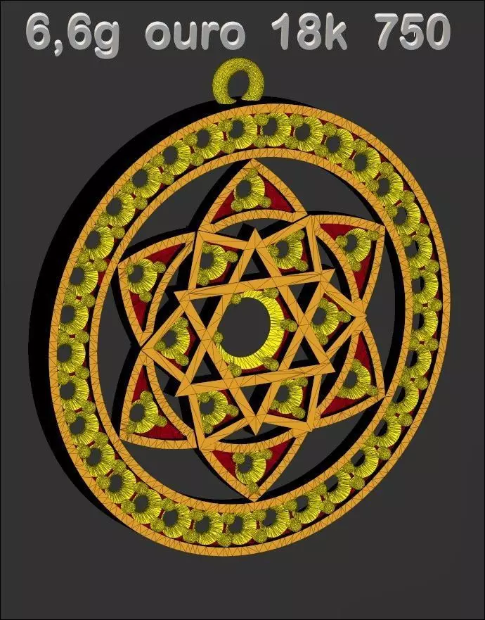 pingente mandala Yantra lua cravejado 3D print model_5