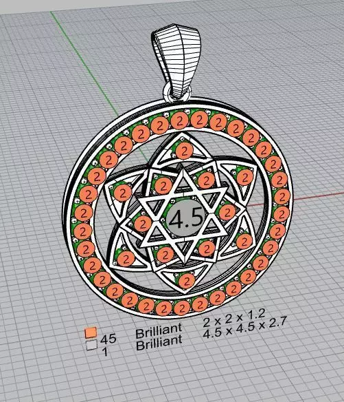 pingente mandala Yantra lua cravejado 3D print model_3