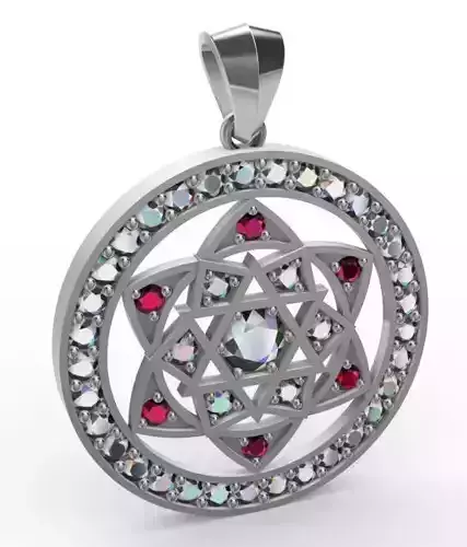 pingente mandala Yantra lua cravejado