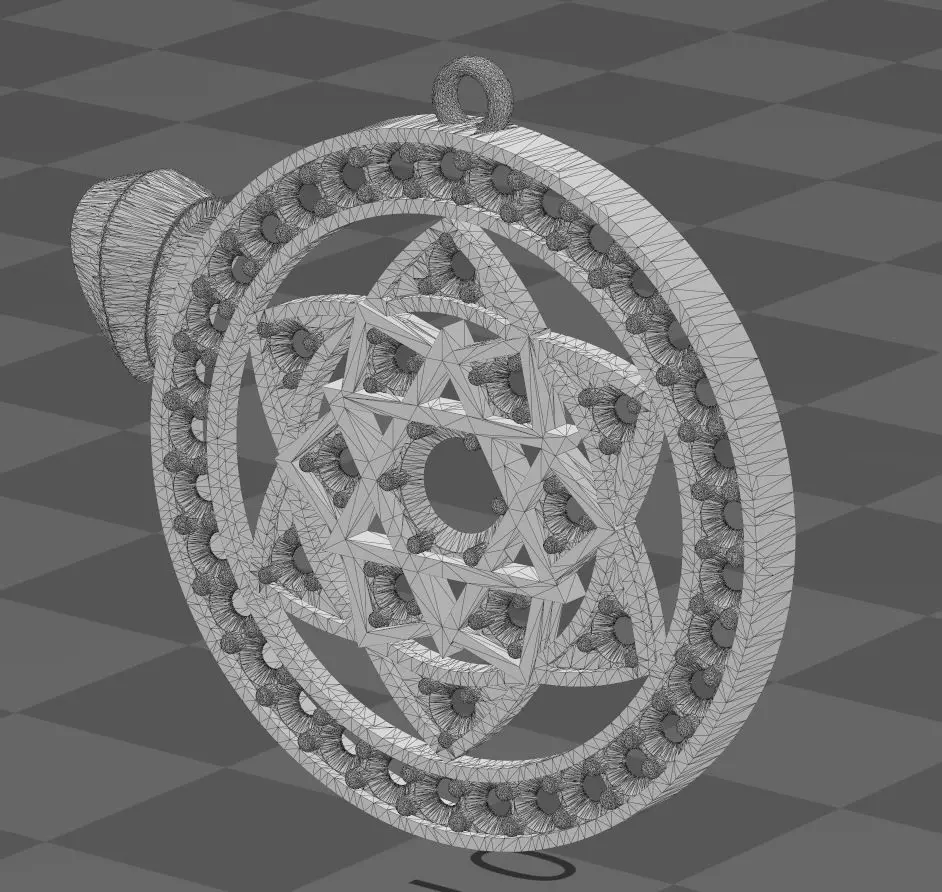 pingente mandala Yantra lua cravejado 3D print model_1