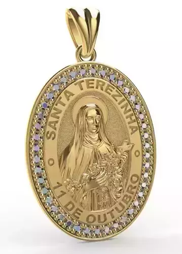 santa terezinha pingente cravejado