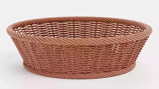 Wicker Basket - Realistic Woven Bowl 3D model 4
