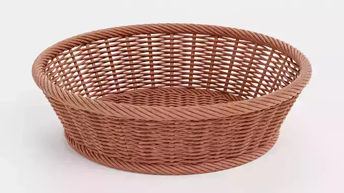 Wicker Basket - Realistic Woven Bowl 3D model 3
