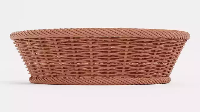 Wicker Basket - Realistic Woven Bowl 3D model 6