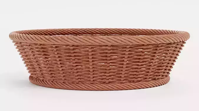 Wicker Basket - Realistic Woven Bowl 3D model 5