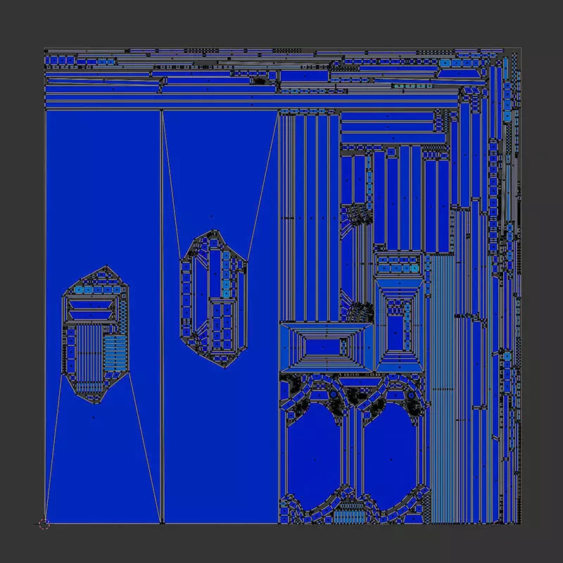 Big Wooden Door With Ornates Low-poly 3D model_8