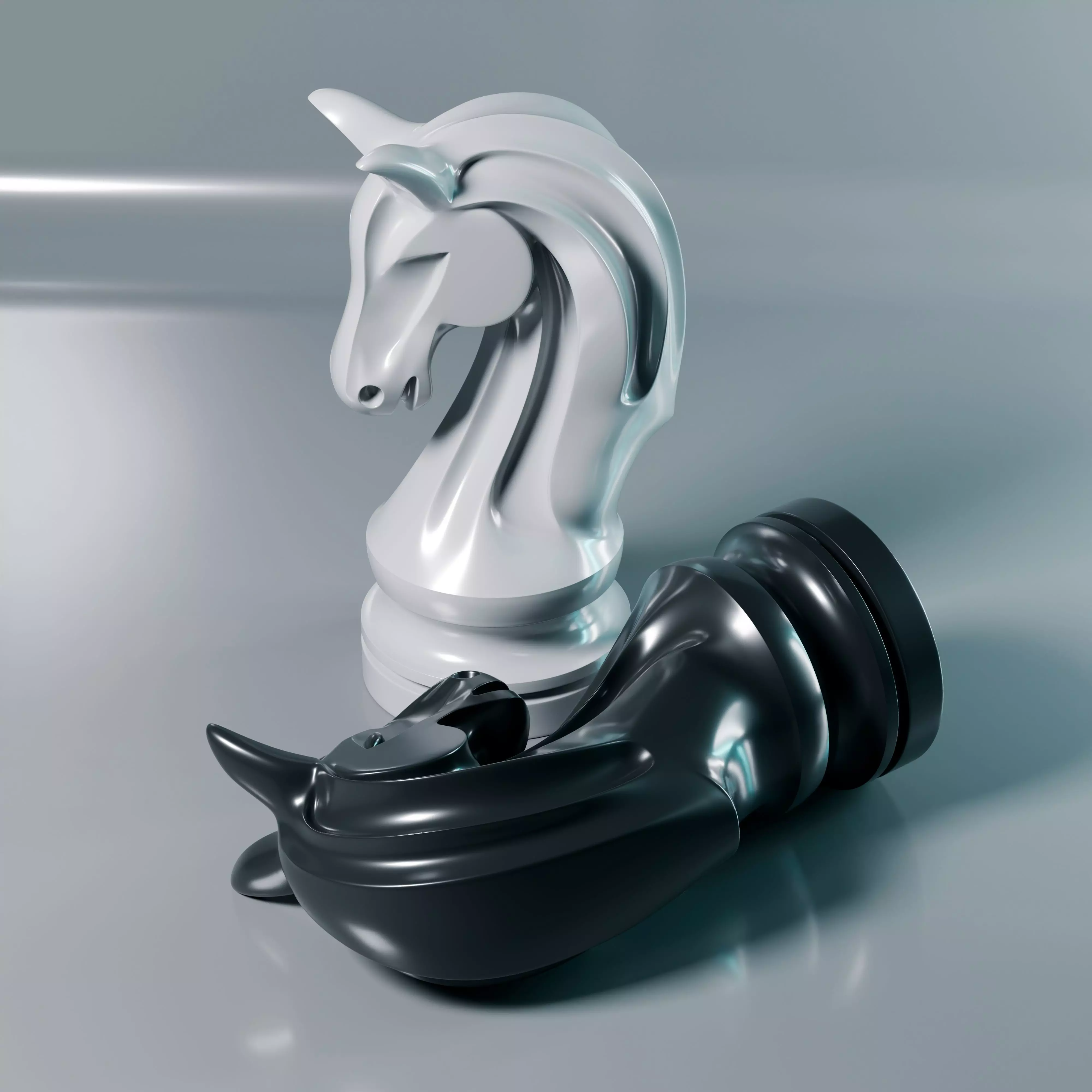 Phantom Chess Knight piece 3D print model_1