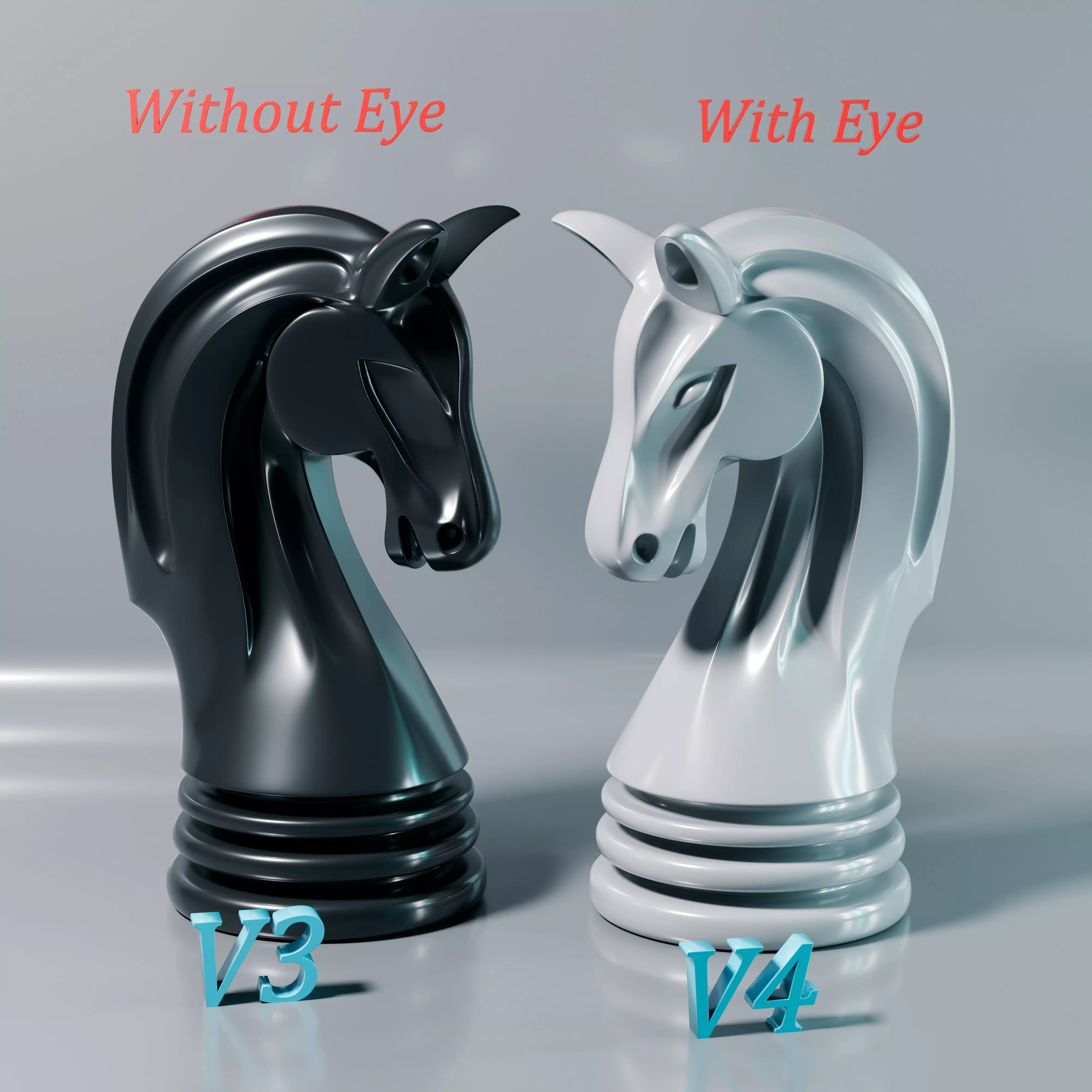 Phantom Chess Knight piece 3D print model_3