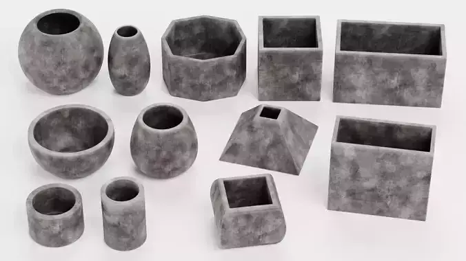 -Concrete Flower Pots-