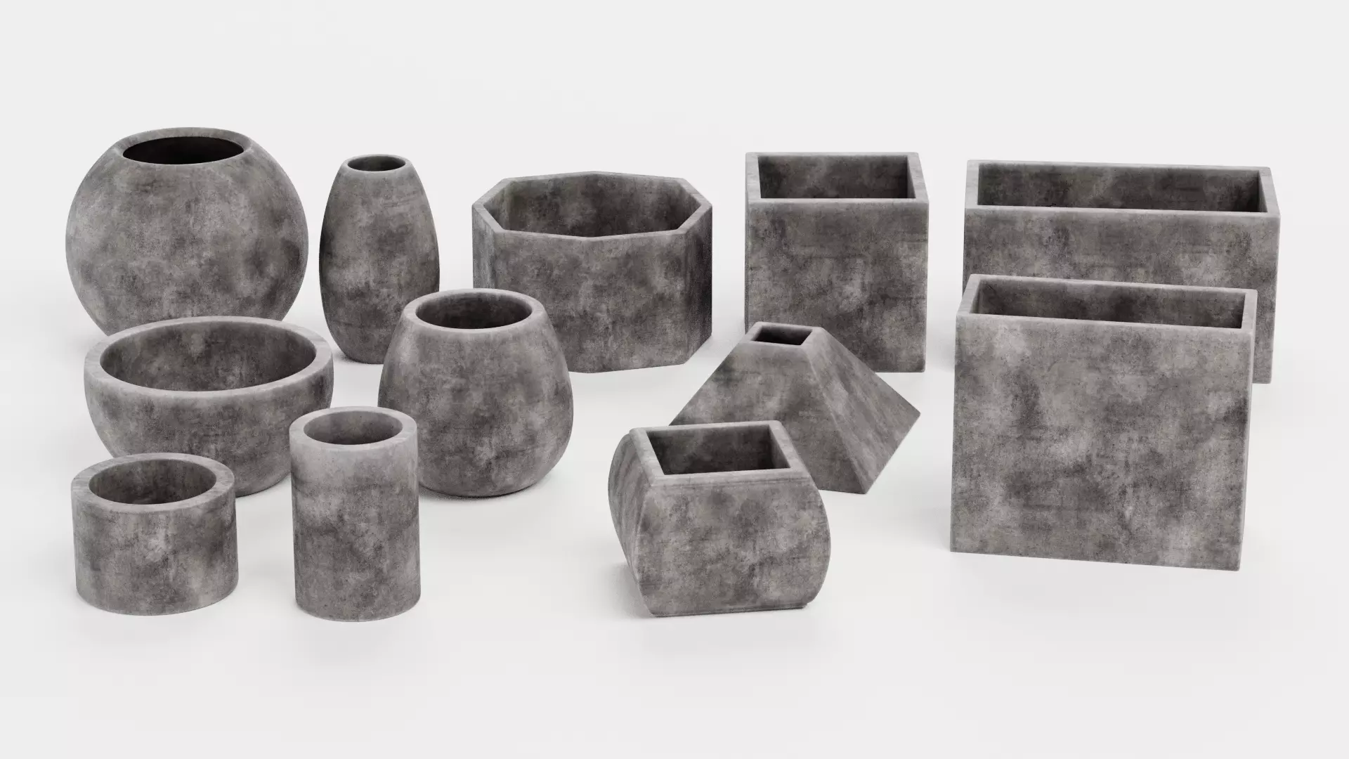 -Concrete Flower Pots- 3D model_1