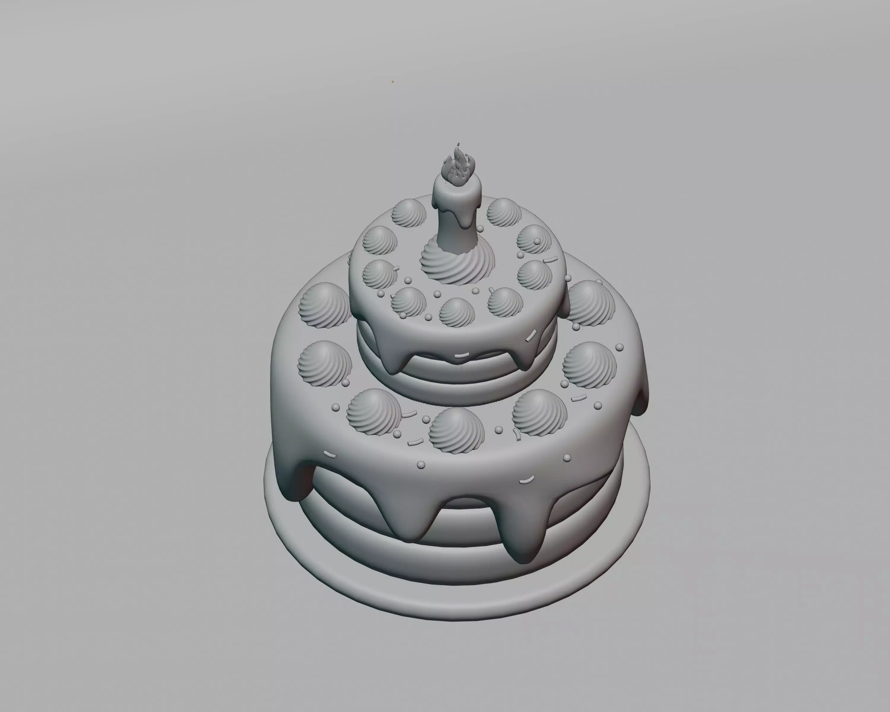 Birthday cake Low-poly 3D model_5