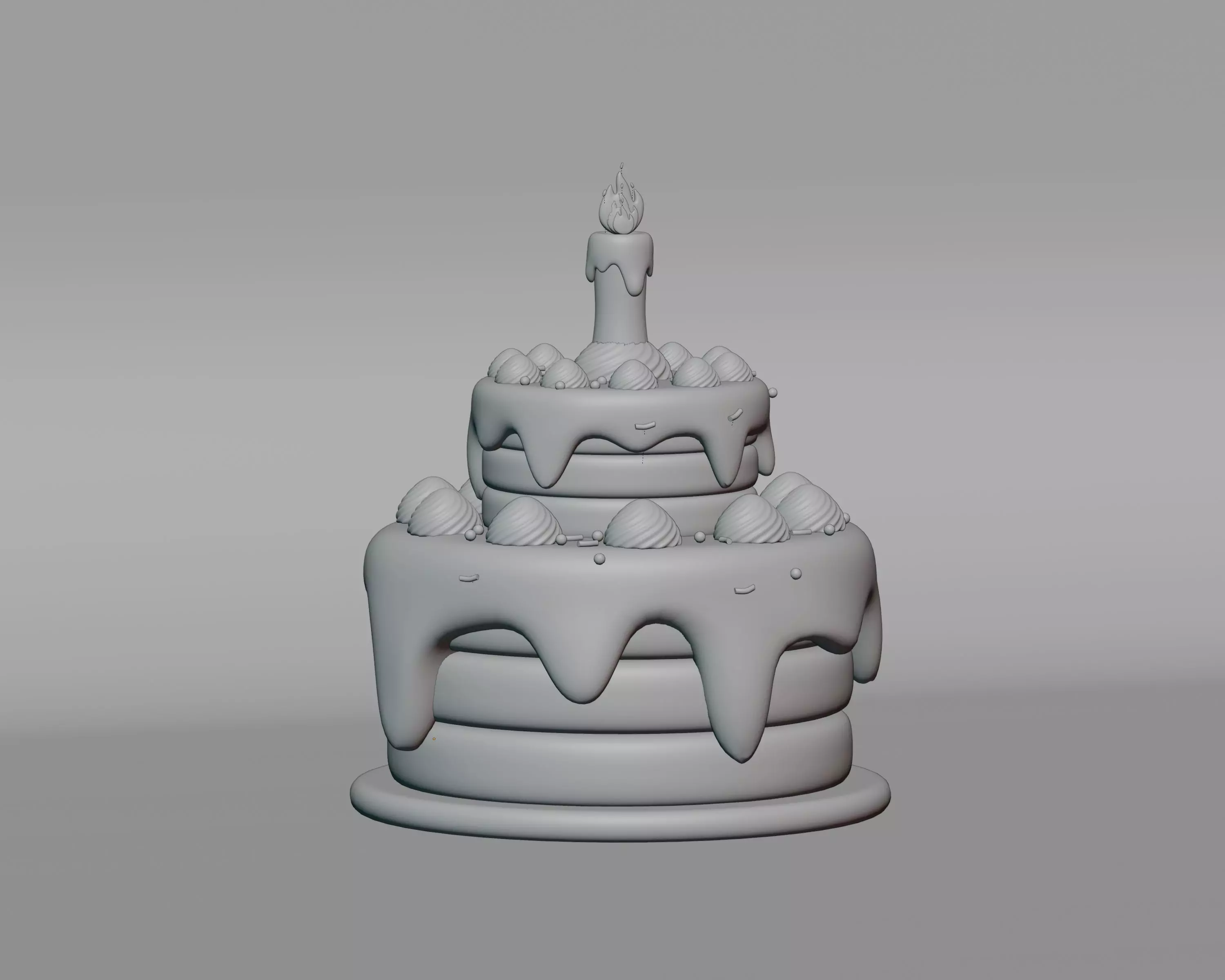 Birthday cake Low-poly 3D model_1