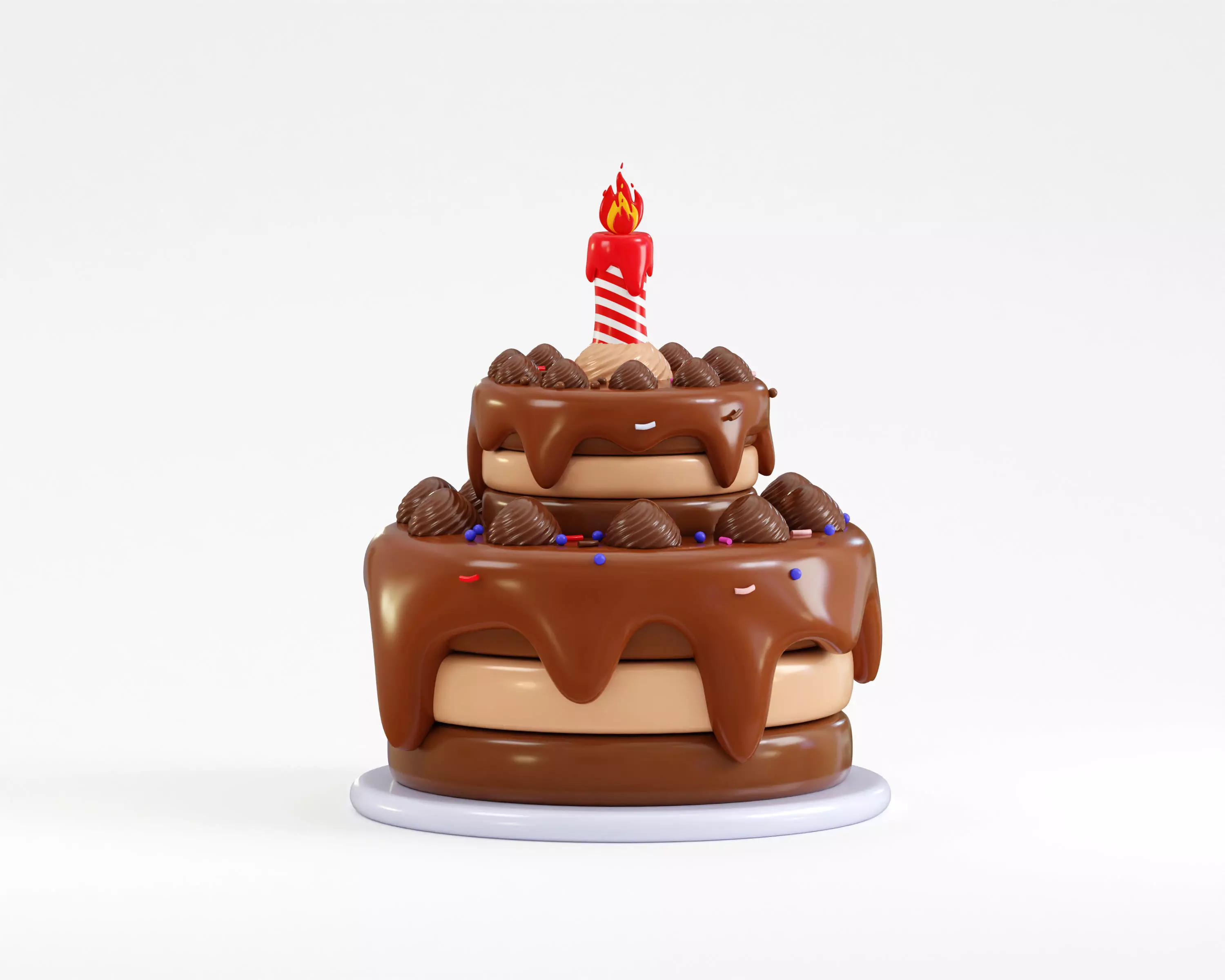 Birthday cake Low-poly 3D model_2
