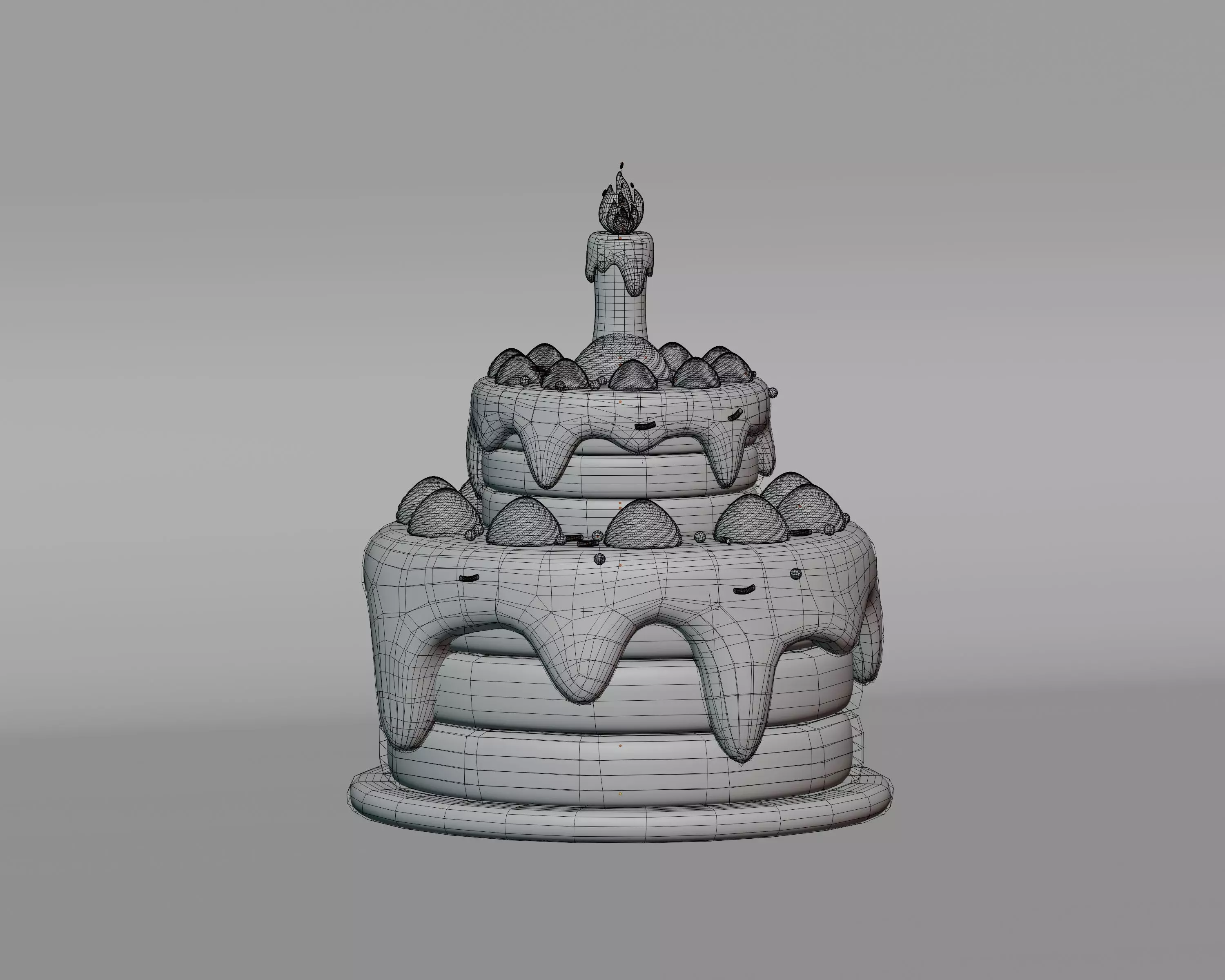 Birthday cake Low-poly 3D model_3