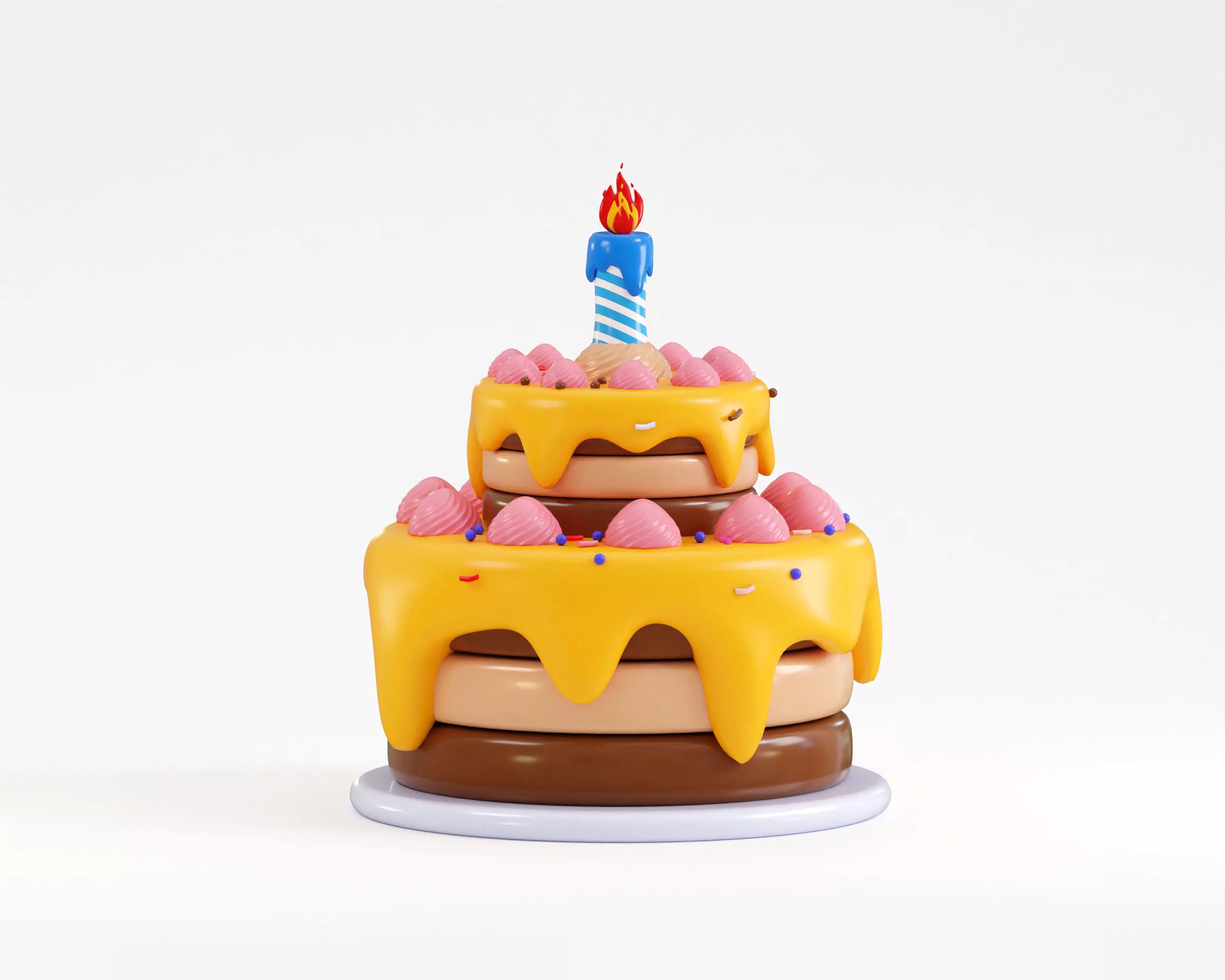Birthday cake Low-poly 3D model_0