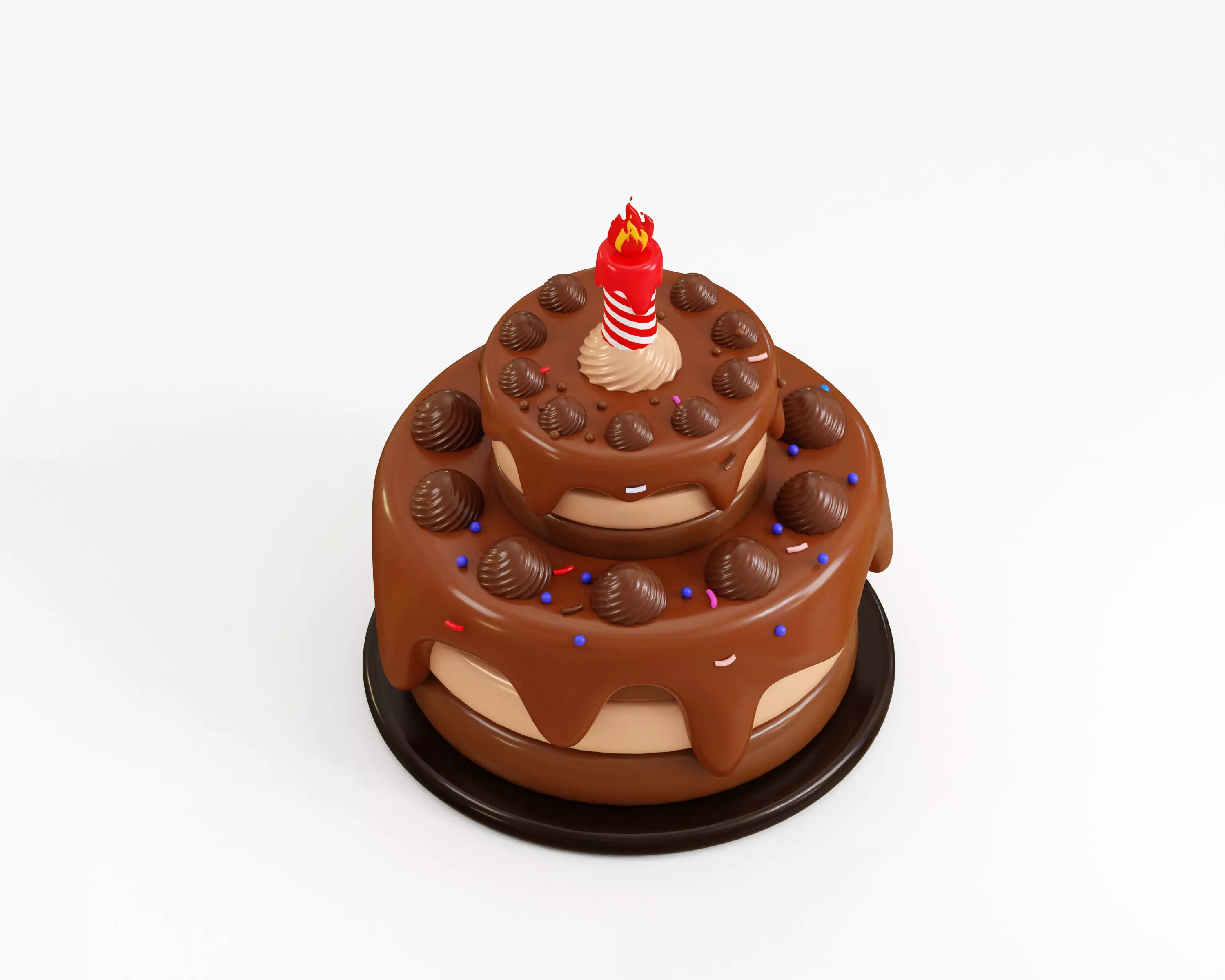 Birthday cake Low-poly 3D model_4