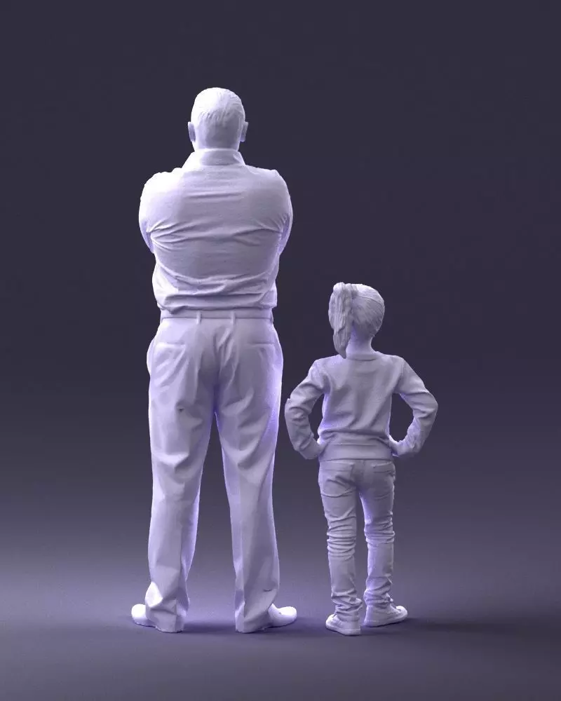 000383 3D Scanned Father and Daughter Standing Pose 3dp 3D print model_4