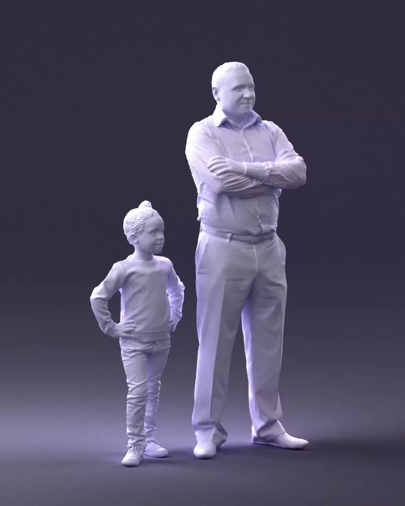 000383 3D Scanned Father and Daughter Standing Pose 3dp 3D print model_2