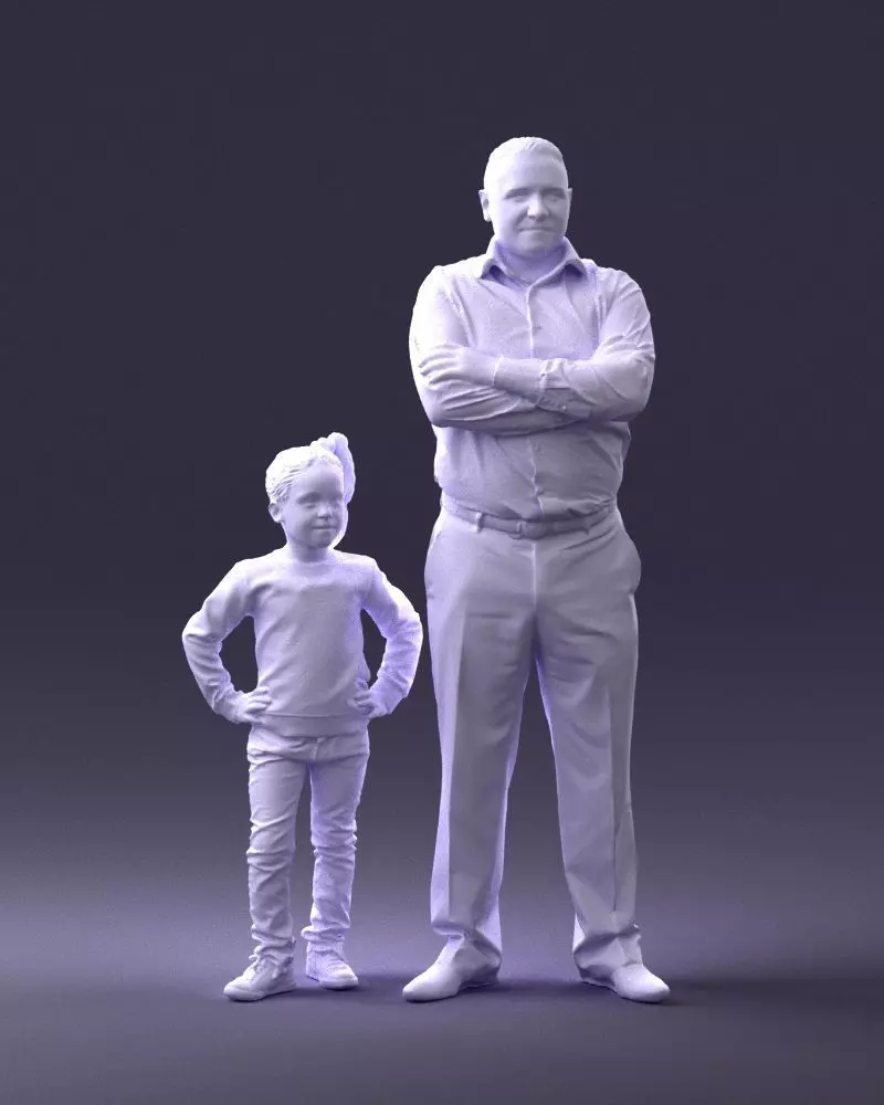 000383 3D Scanned Father and Daughter Standing Pose 3dp 3D print model_0