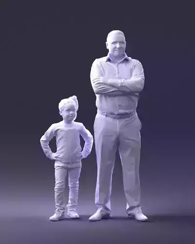 000383 3D Scanned Father and Daughter Standing Pose 3dp