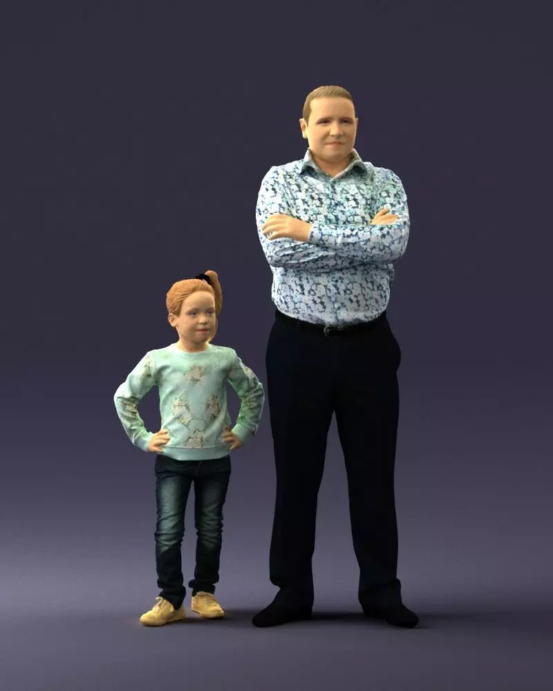 000383 3D Scanned Father and Daughter Standing Pose 3dp 3D print model_7