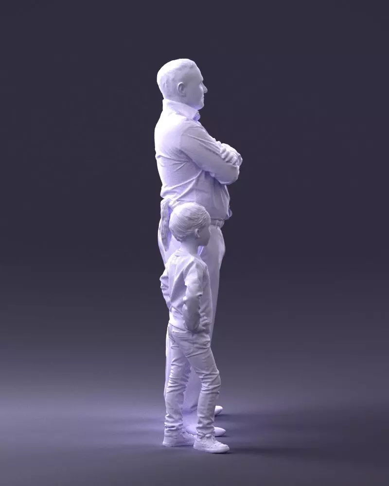 000383 3D Scanned Father and Daughter Standing Pose 3dp 3D print model_3