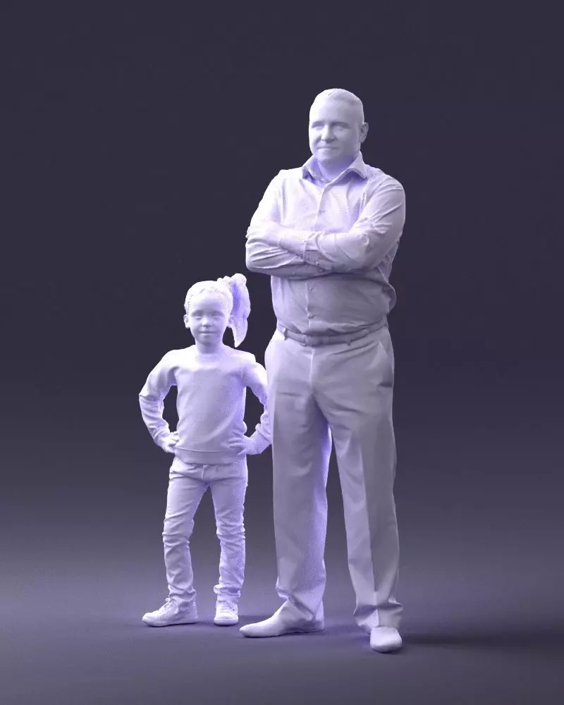 000383 3D Scanned Father and Daughter Standing Pose 3dp 3D print model_6