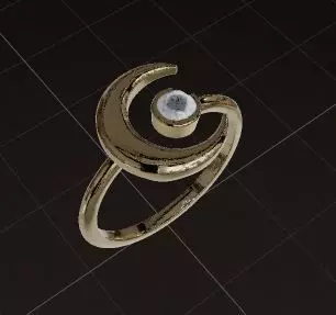 Celestial Crescent Ring 3D print model_6