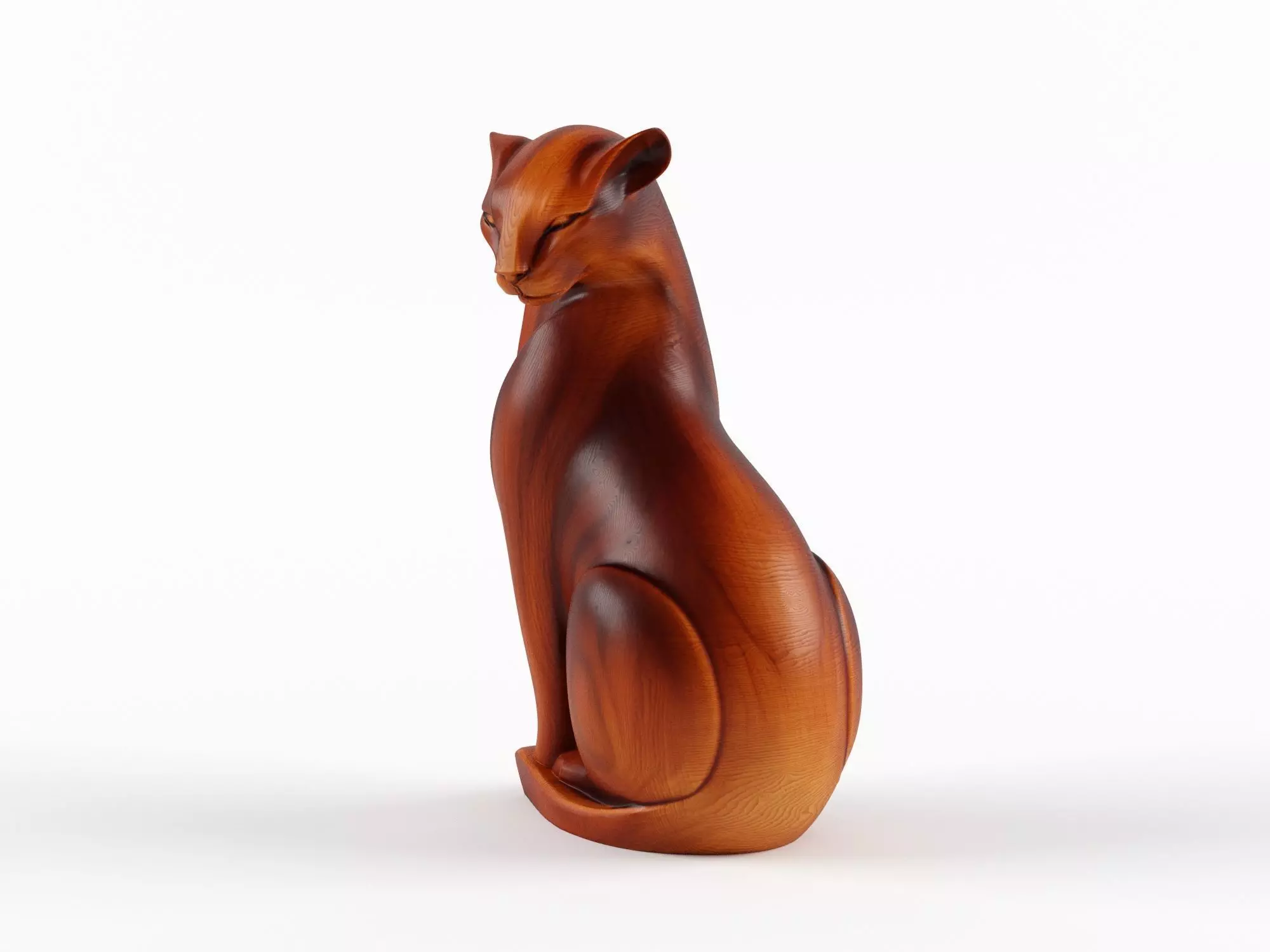Elegant Wooden Cheetah Sculpture 3D model_1