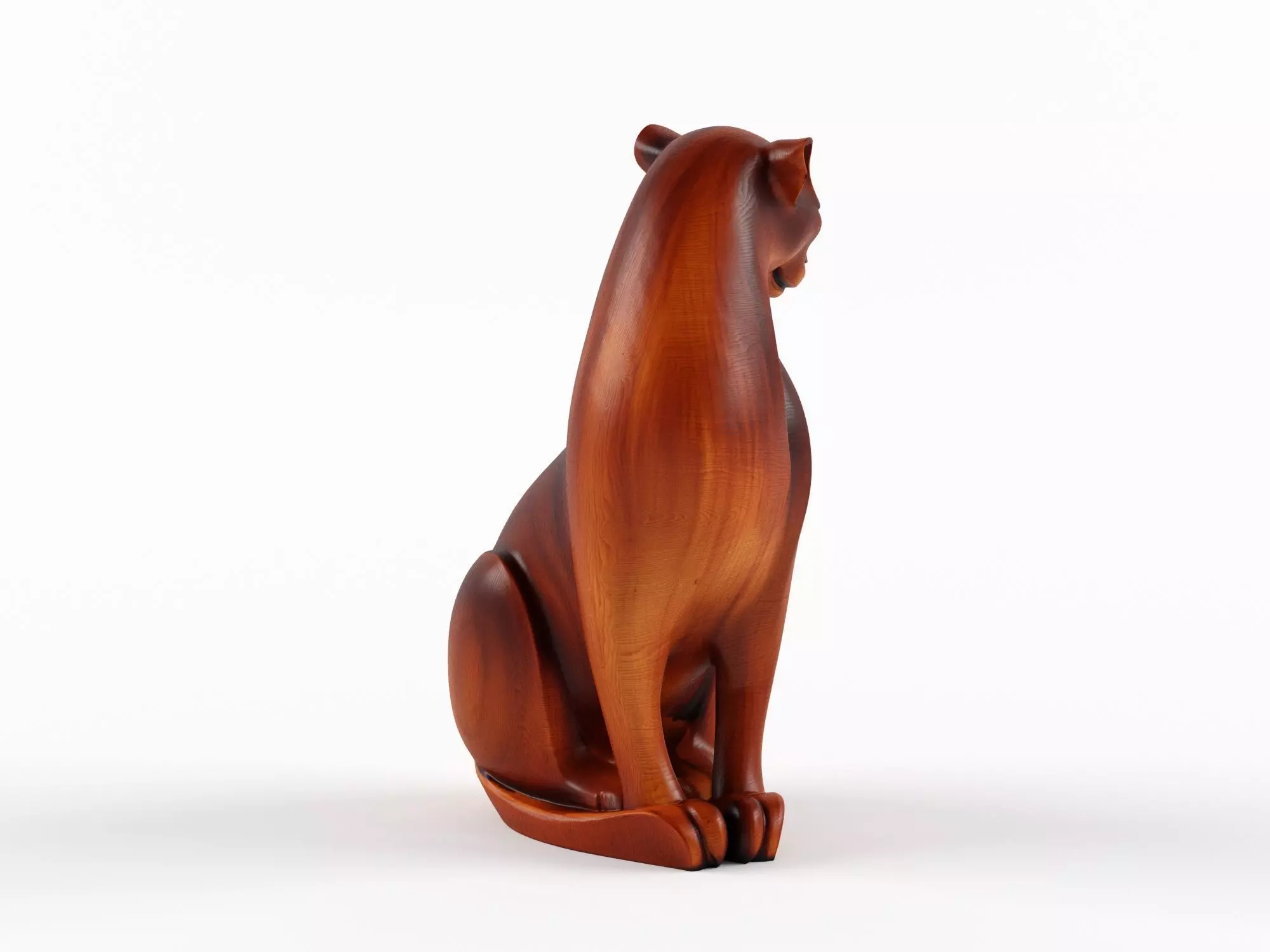 Elegant Wooden Cheetah Sculpture 3D model_2