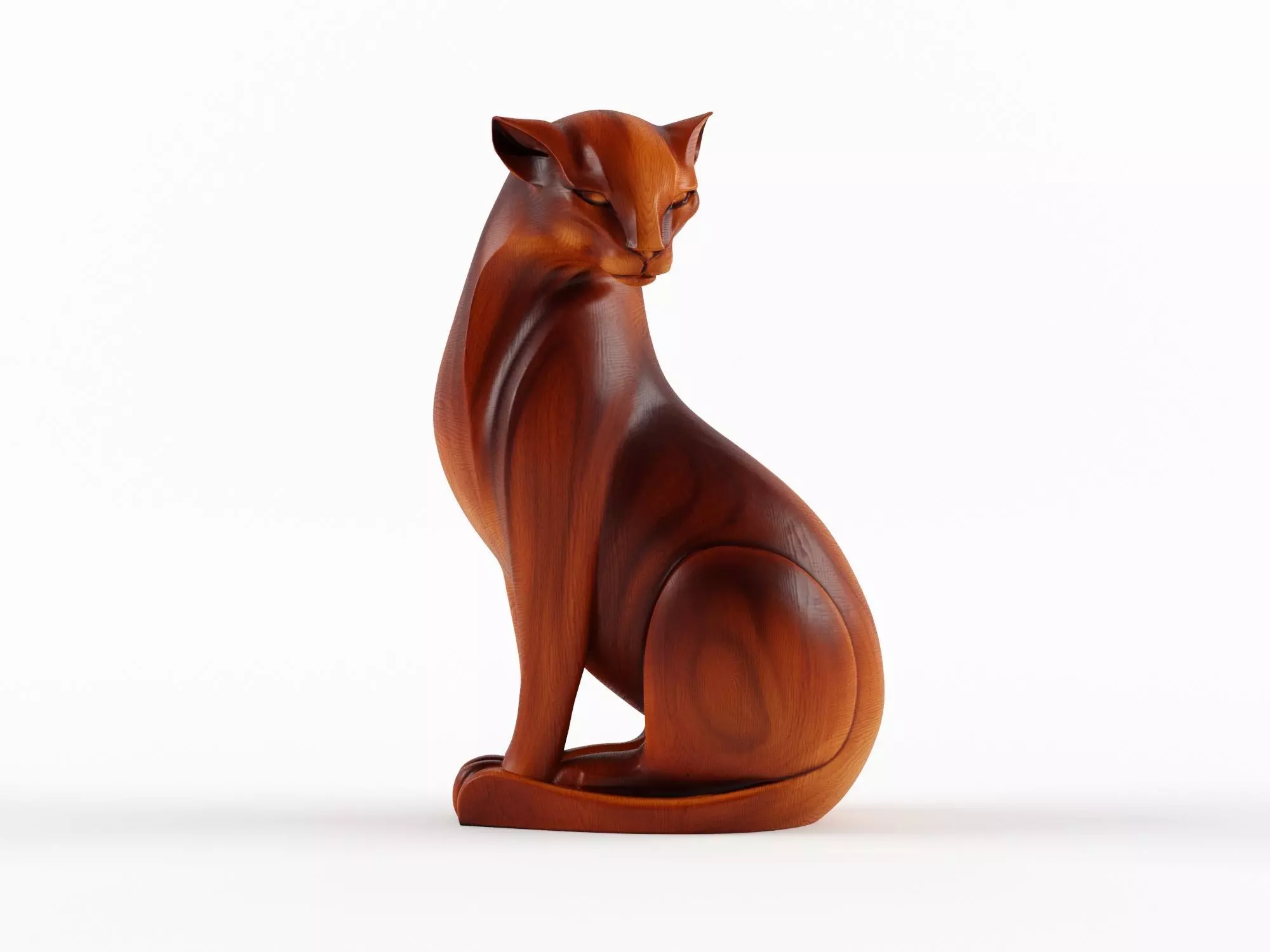 Elegant Wooden Cheetah Sculpture 3D model_0
