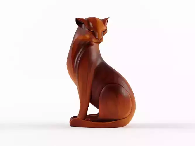 Elegant Wooden Cheetah Sculpture