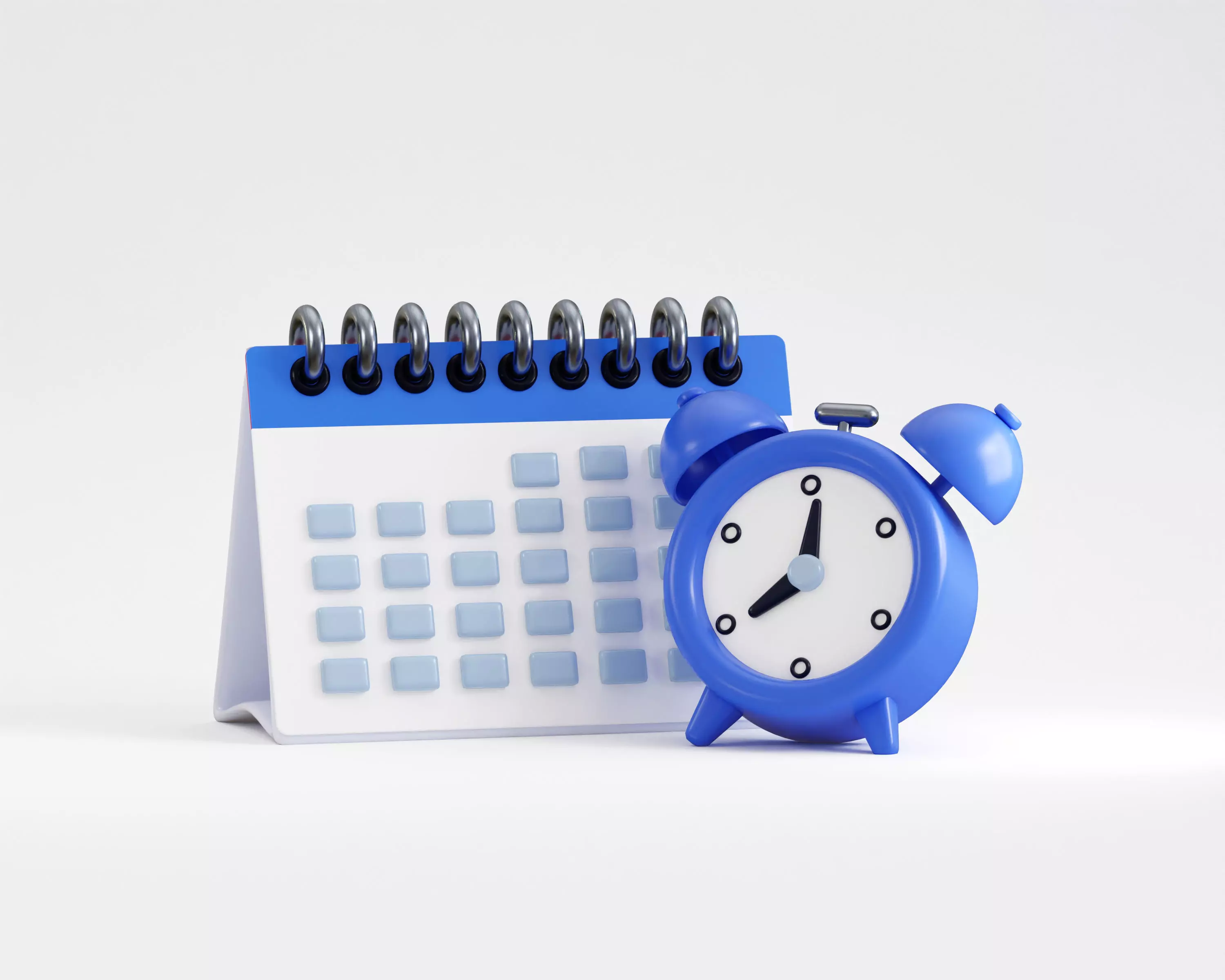 Cartoon Calendar with Alarm Clock Low-poly 3D model_4