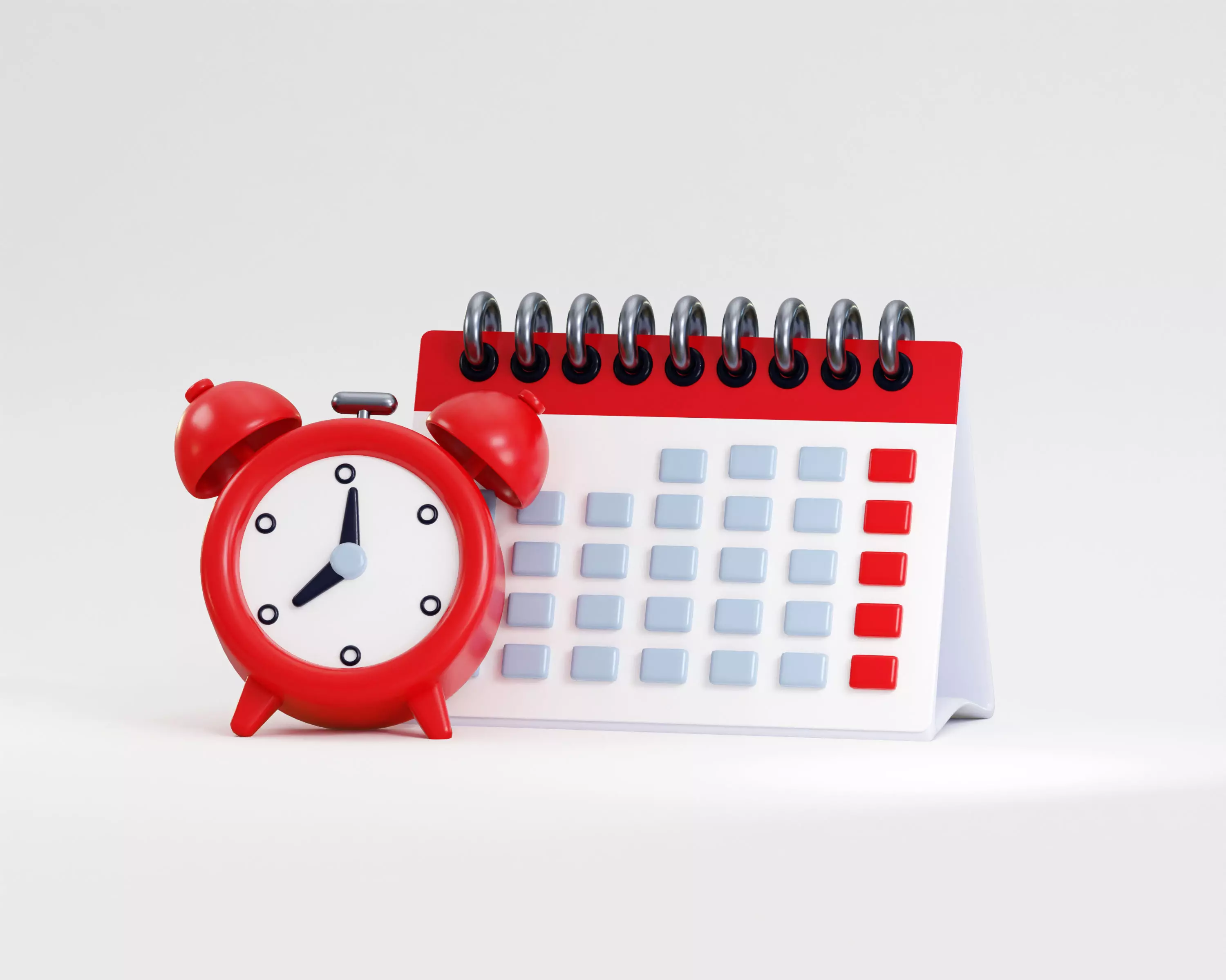 Cartoon Calendar with Alarm Clock Low-poly 3D model_0