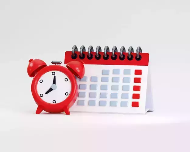 Cartoon Calendar with Alarm Clock