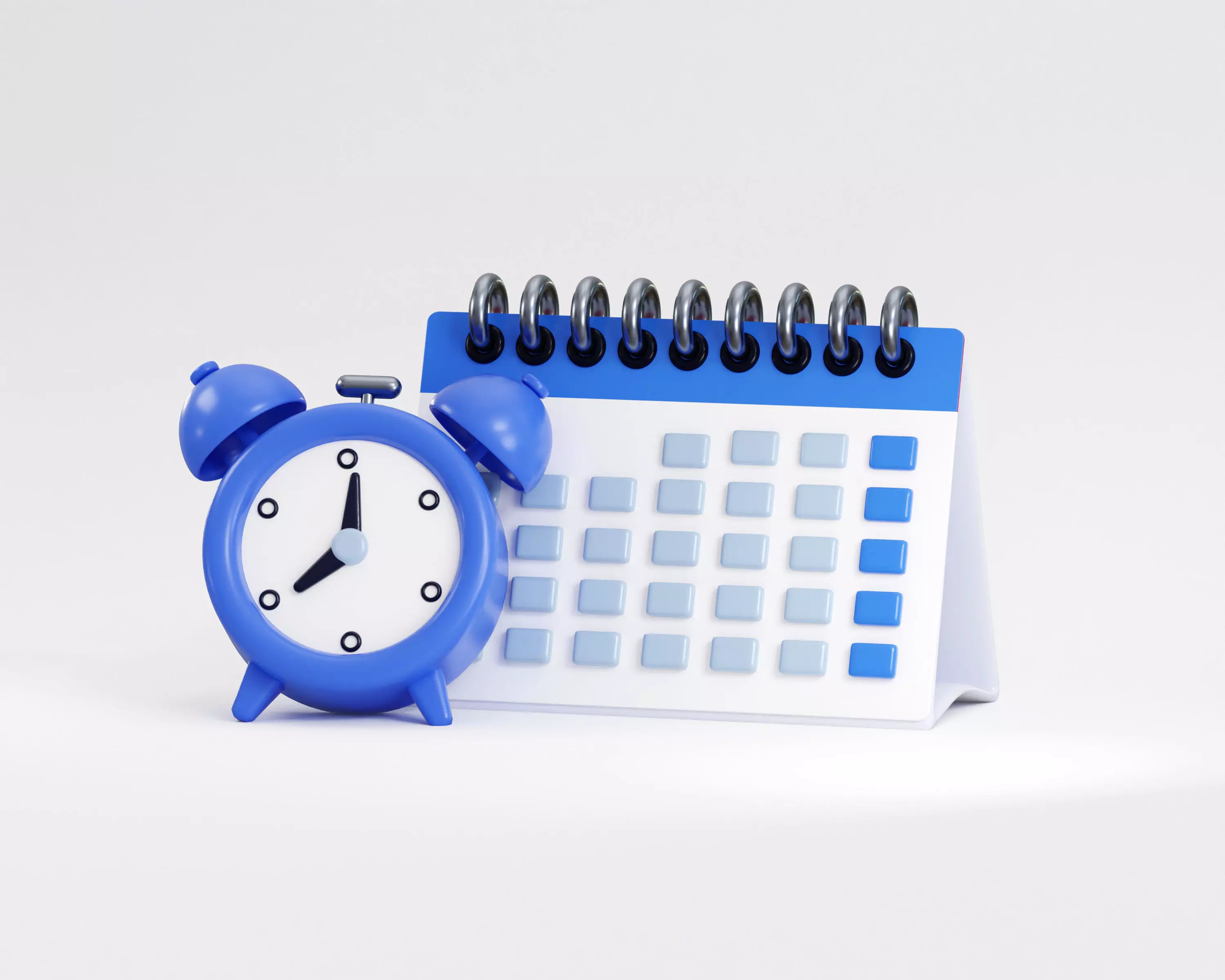 Cartoon Calendar with Alarm Clock Low-poly 3D model_2